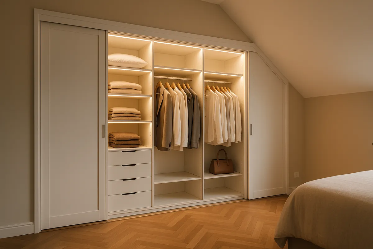 Inbouwkast op maat met schuifdeuren in slaapkamer