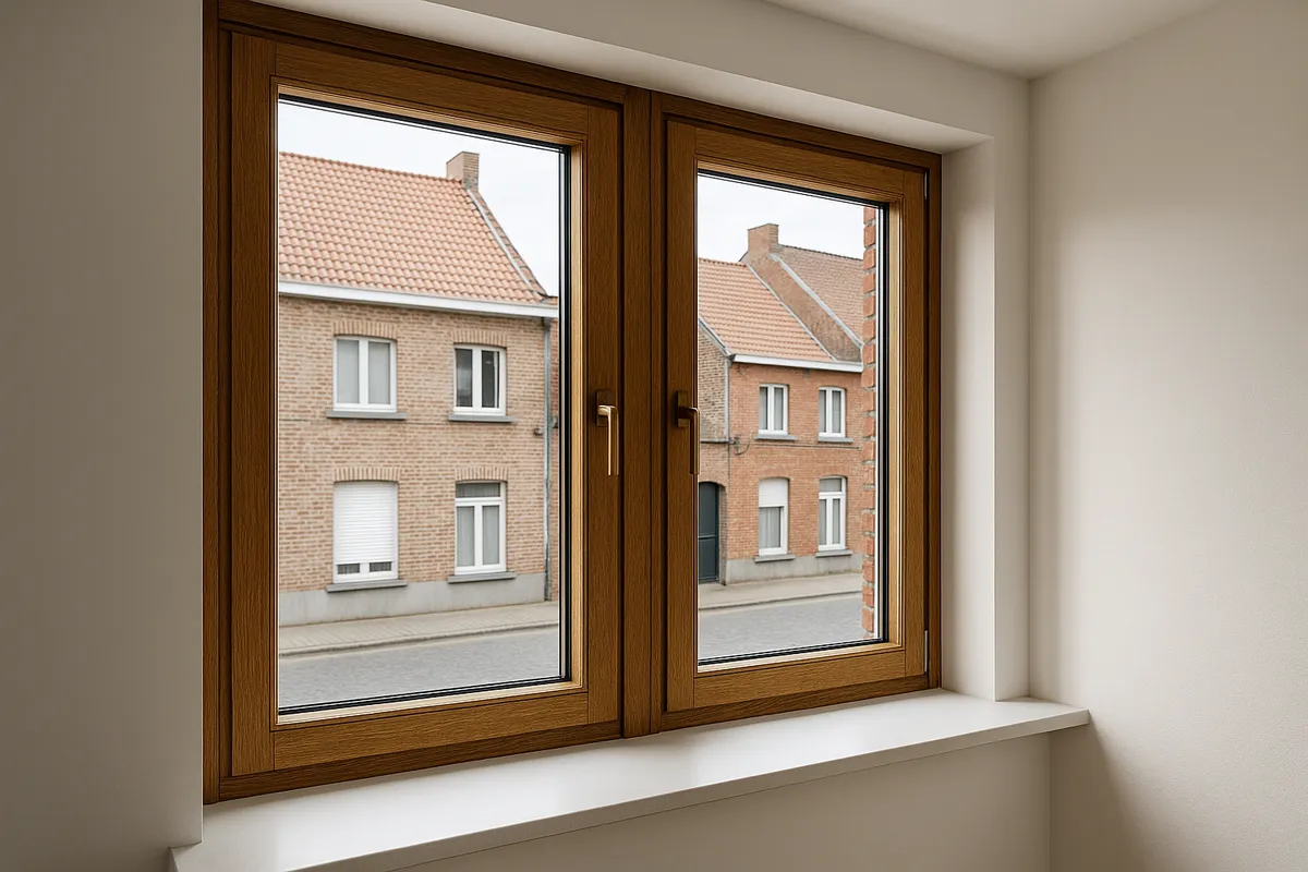 Nieuwe houten ramen en deuren geplaatst in Vlaamse woning